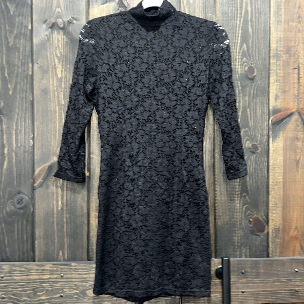 MM Couture Lace Dress S Black NWT Mock‎ Neck Sleeves Y2K Fairy Grunge Whimsigoth